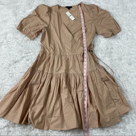 New J Crew Puff Sleeve Cotton Poplin Wrap Dress - Picture 9 of 10